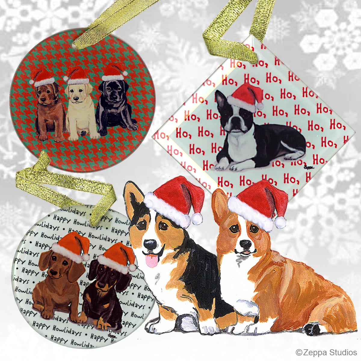 Welsh Corgi Pair Xmas Ornaments