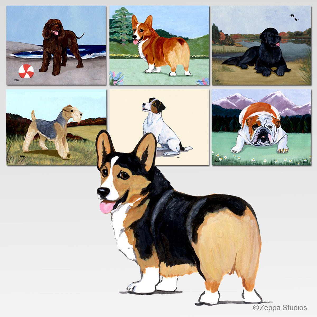 Tri Color Corgi Scenic Mouse Pads