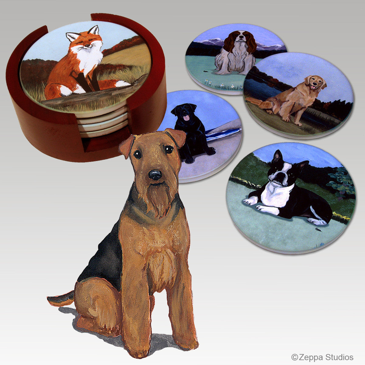 Welsh Terrier Bisque Coaster Set