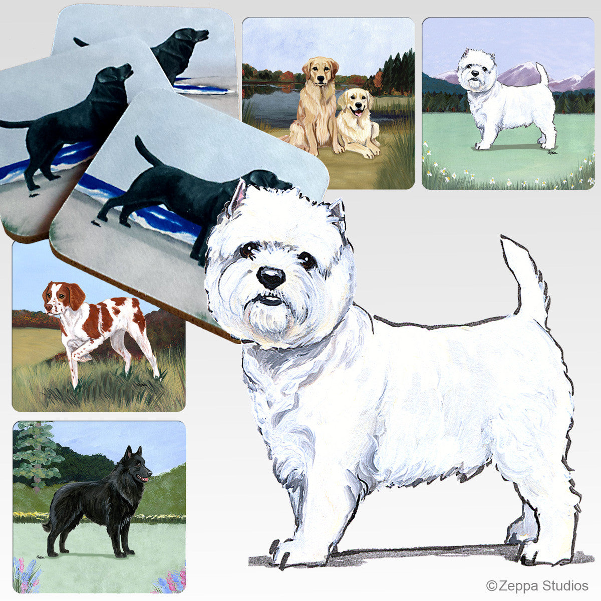West Highland Terrier Scenic Coasters