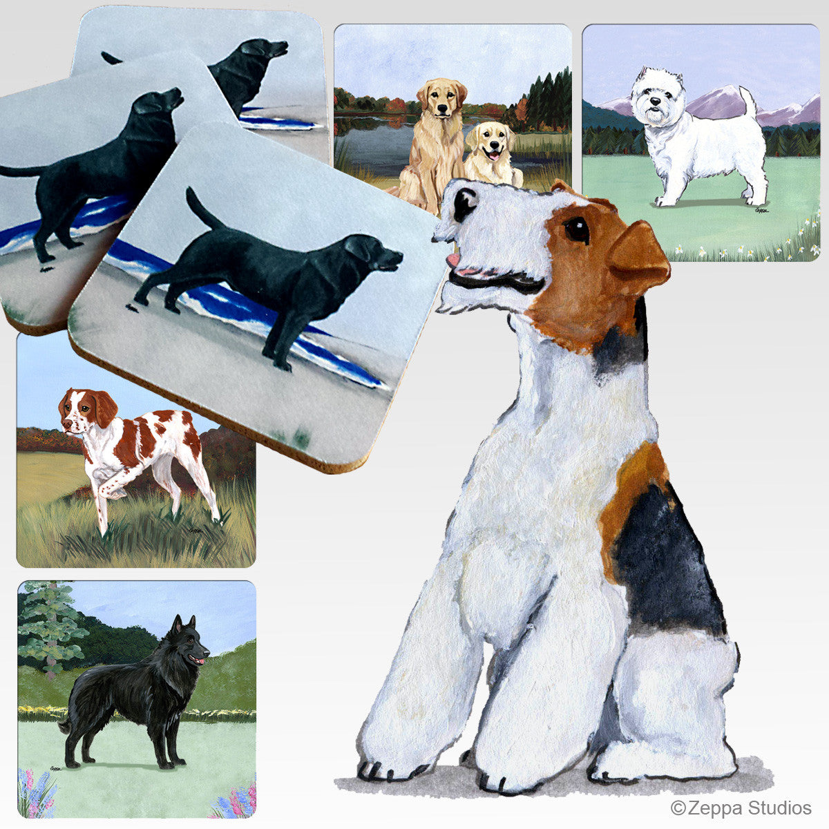 Wirehaired Fox Terrier Scenic Coasters