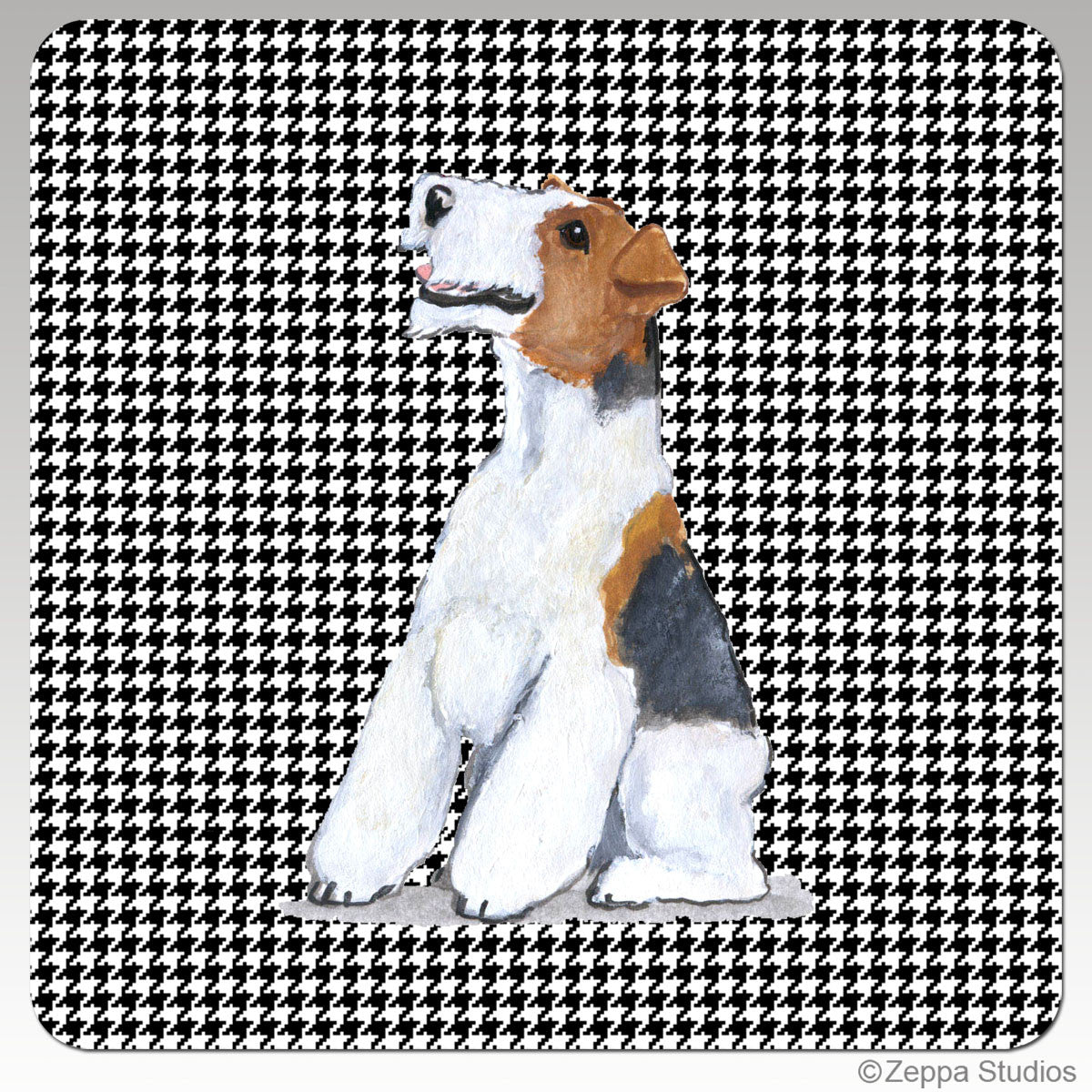 Wirehaired Fox Terrier Houndzstooth Coasters