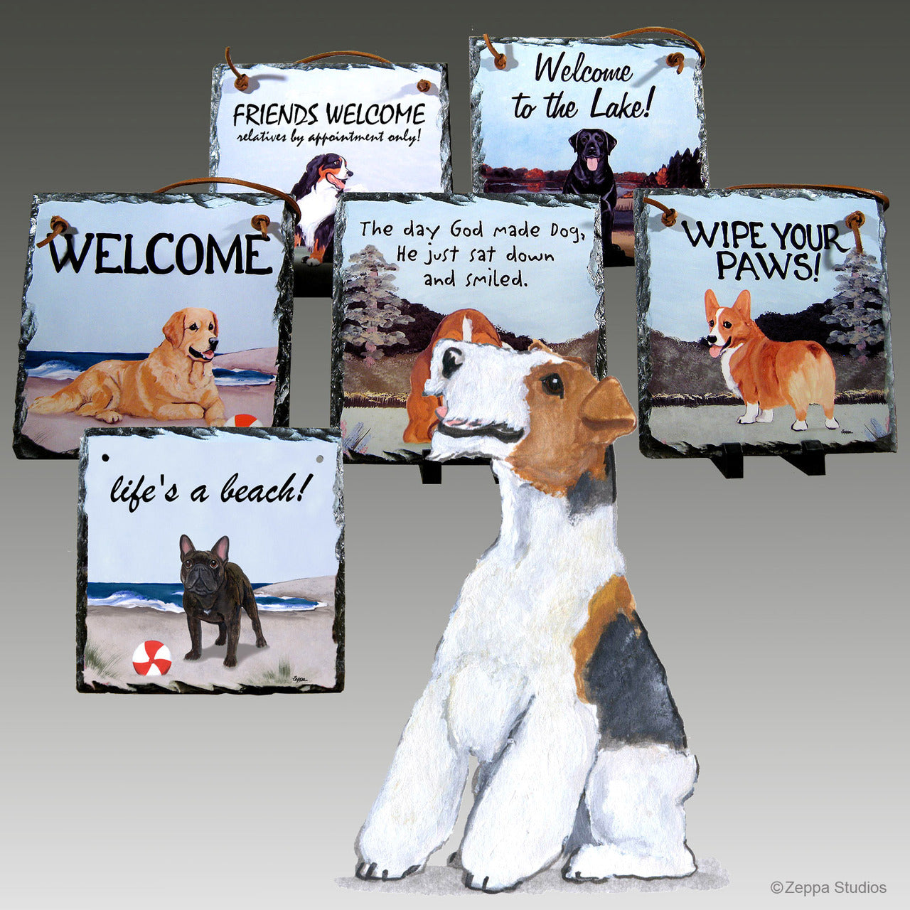Wirehaired Fox Terrier Slate Signs