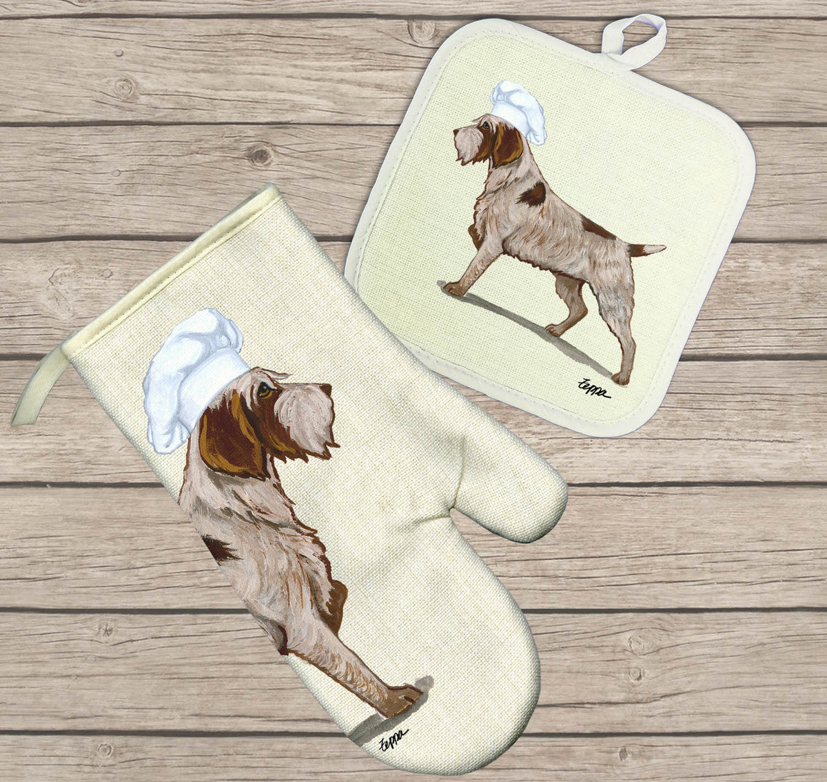Wirehaired Pointing Griffon Oven Mitt and Pot Holder Set