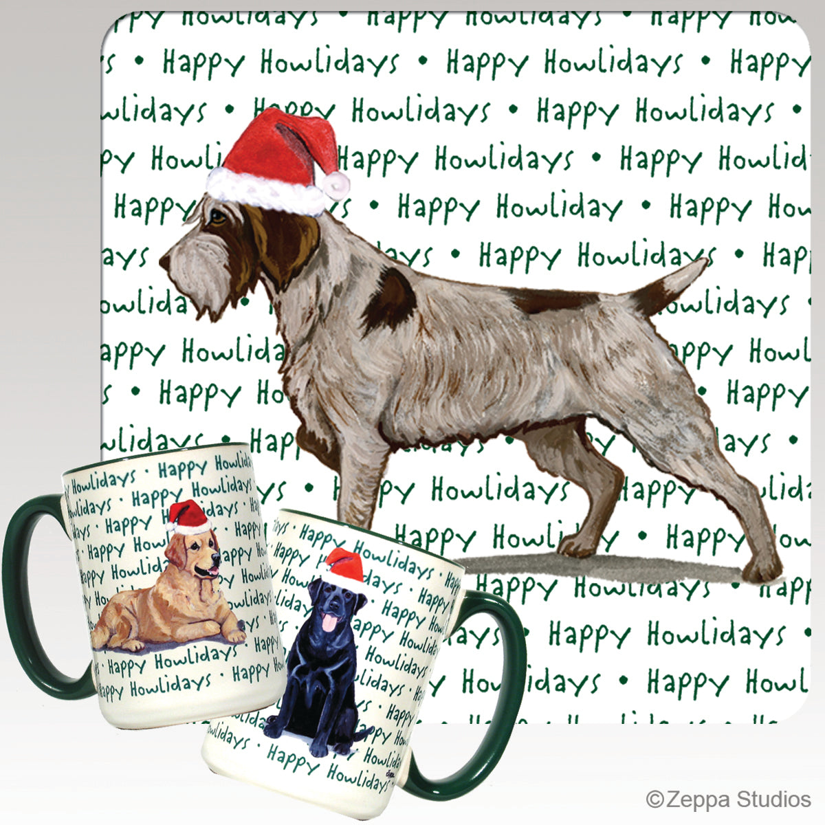 Wirehaired Pointing Griffon Christmas Mugs