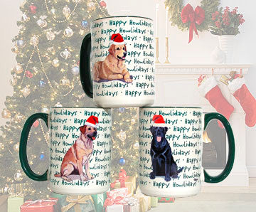 Lacy Dog Christmas Mugs