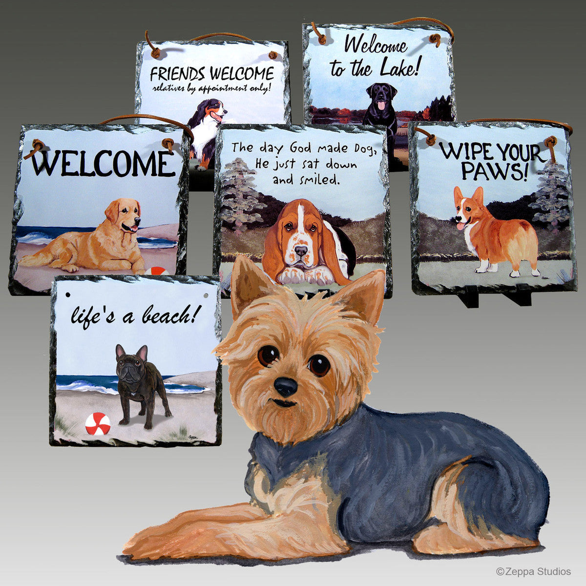 Yorkshire Terrier Puppy Clip Slate Signs