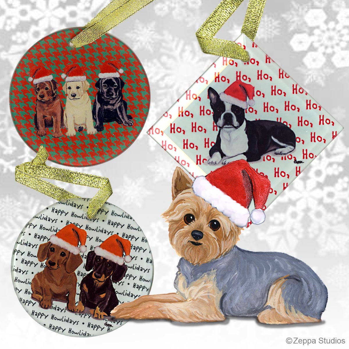 Yorkshire Terrier Puppy Clip Xmas Ornament